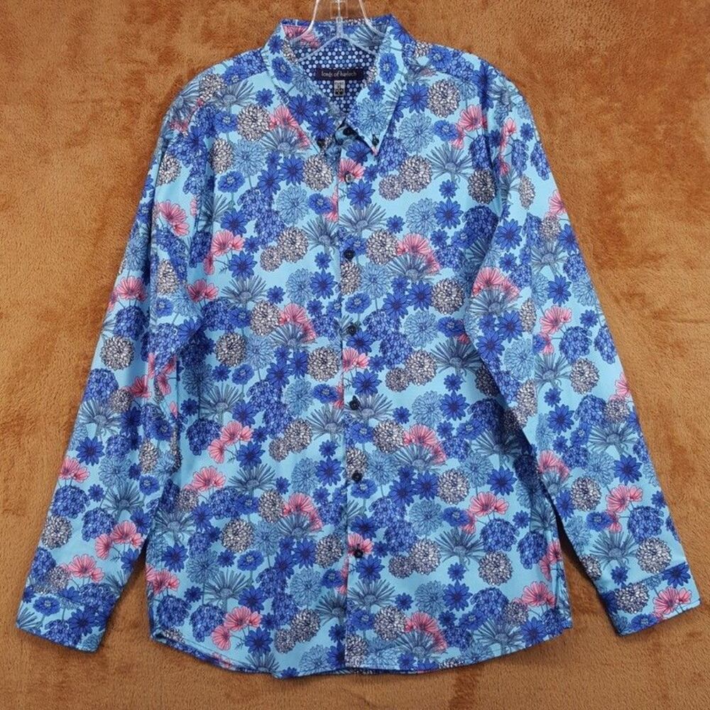 LORDS OF HARLECH Button Shirt Mens Large Blue Floral $155